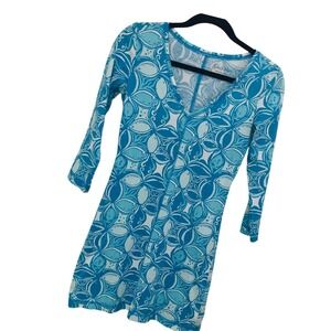 Lilly Pulitzer Juliet Dress Abstract Fish Pima Cotton Coastal  Resort Women XXS